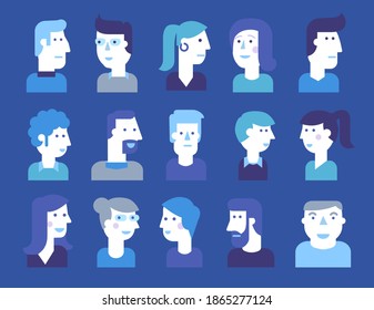 Vector set of material cartoon avatars. Characters for web