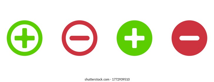 vector set of mathematical symbols - plus and minus
