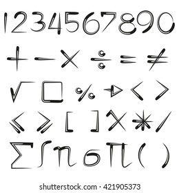  vector set of maths icons, number