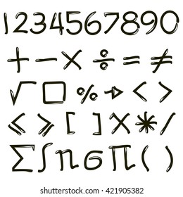  vector set of maths icons, number