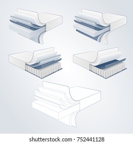 vector set mattress section on layers