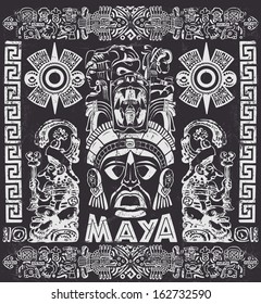 Vector set of Mayan motifs - Grunge effects can be easily removed