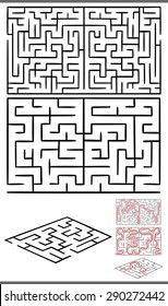 Vector Set of Mazes or Labyrinths Graphic Diagrams for Children Education