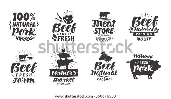 Vector Set Meat Labels Badges Icons Stock Vector (Royalty Free ...