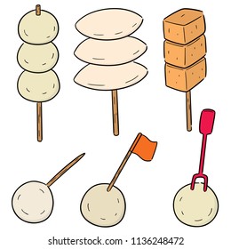 vector set of meatball, fish ball, pork ball and shrimp ball