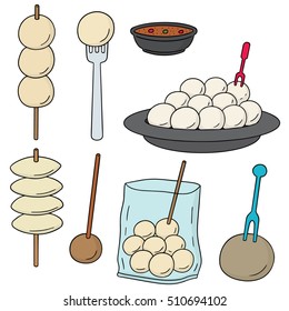 vector set of meatball, fish ball, pork ball and shrimp ball