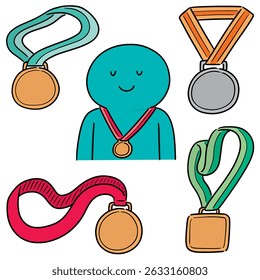 Conjunto de Vector de dibujos animados de medalla