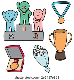 vector set of medal ceremony