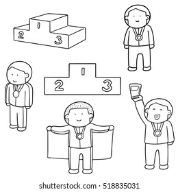 vector set of medal ceremony