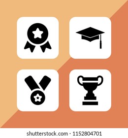 vector set. medal, graduation cap and trophy illustration for web and graphic design