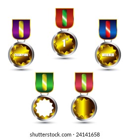 Vector Set of Medals With Different Ranks and Empty for Custom Application