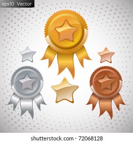 vector set of medals and stars