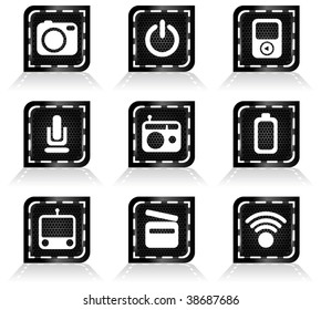 Vector set of media buttons for multimedia