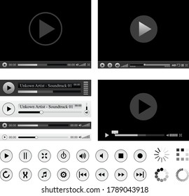 Vector set of Media icons and players.