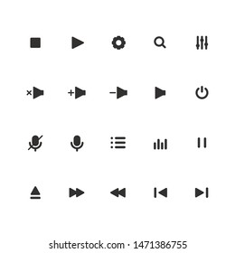Vector set of media player icon symbol. svg