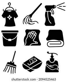 Vector set of Medical cleaning and Washing hands line icons set Cleaning liquids, Use gloves and Wash hands icons