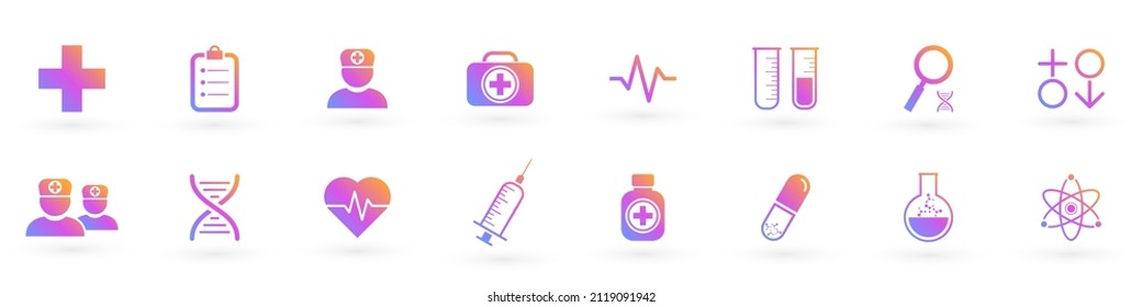 Vector set medical flat icons and symbols