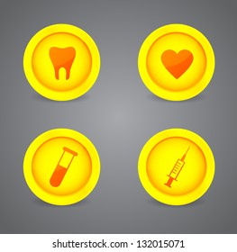 Vector set of medical glossy icons with shadows
