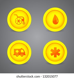 Vector set of medical glossy icons with shadows