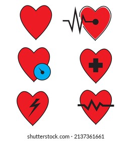 vector set of medical hearts on white background.