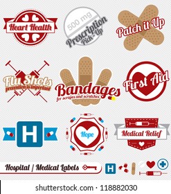 Vector Set: Medical and Hospital Labels and Icons