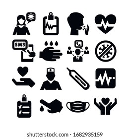 Vector set of medical icons. The coronavirus icons as hand wash, detergent, anti bacteria, mask and etc