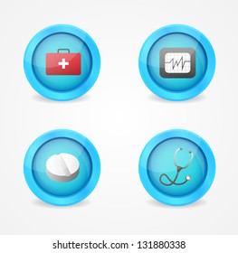 Vector set of medical icons on white background