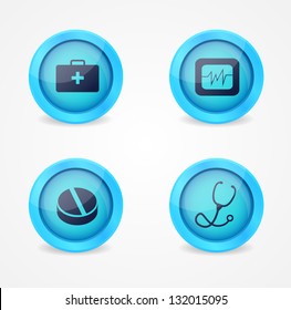 Vector set of medical icons on white background