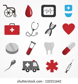 Vector set of medical icons on white background