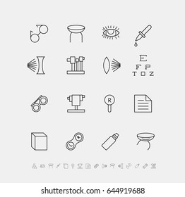 Vector set of medical icons for ophthalmology.