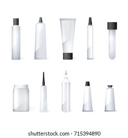 Vector set of medical packaging plastic containers .