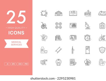 Conjunto de vectores de iconos de Servicios Médicos
