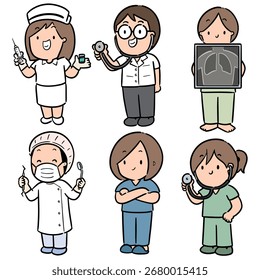 Conjunto de Vector del personal médico