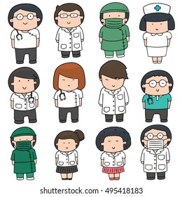 vector set of medical staff