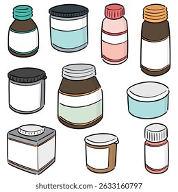 vector set of medicine bottle
