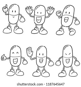 vector set of medicine capsule cartoon