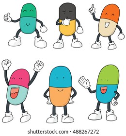 vector set of medicine capsule cartoon