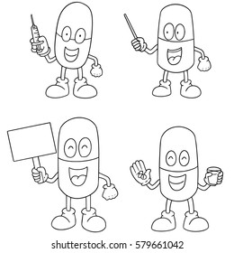 vector set of medicine capsule cartoon