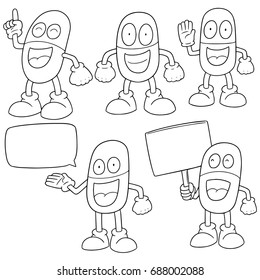 vector set of medicine capsule cartoon