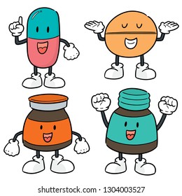 vector set of medicine cartoon
