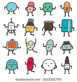 vector set of medicine cartoon
