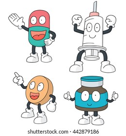 vector set of medicine cartoon