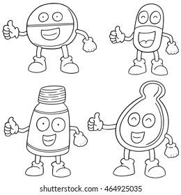 vector set of medicine cartoon