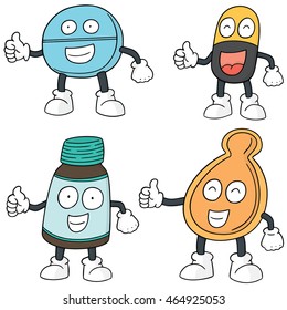 vector set of medicine cartoon