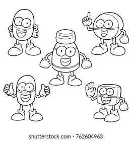 vector set of medicine cartoon