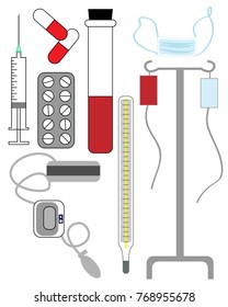 Vector set of medicine equipment