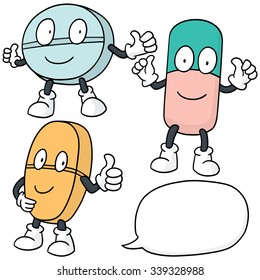 vector set of medicine (tablet, capsule) cartoon