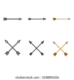 Vector Set of Medieval Archery Icons. Single and Crossed Arrows.
