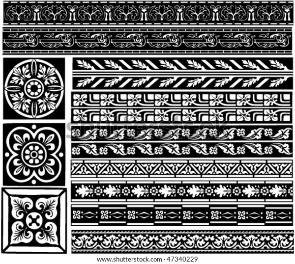 Vector Set Medieval European Patterns Silhouettes Stock Vector (Royalty ...