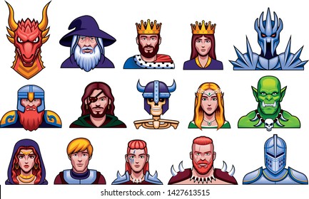 Vector Set Of Medieval Fantasy Characters Isolated